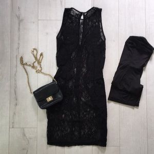Black lace and embroidered dress